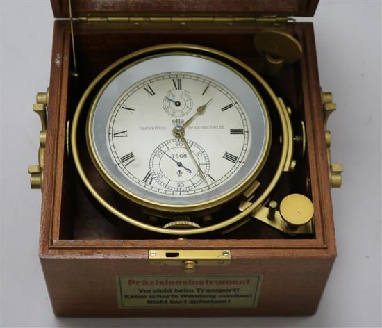 A German ships clock / chronometer height 18cm width 18.5cm depth 18.5cm